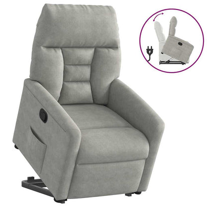 Poltrona Alzapersona Reclinabile Grigio Chiaro Microfibra