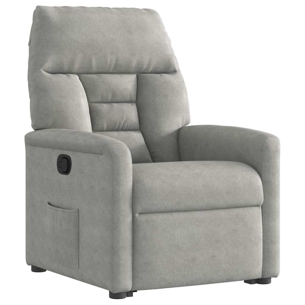 Poltrona Alzapersona Reclinabile Grigio Chiaro Microfibra