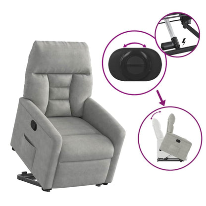 Poltrona Alzapersona Reclinabile Grigio Chiaro Microfibra | homemem39