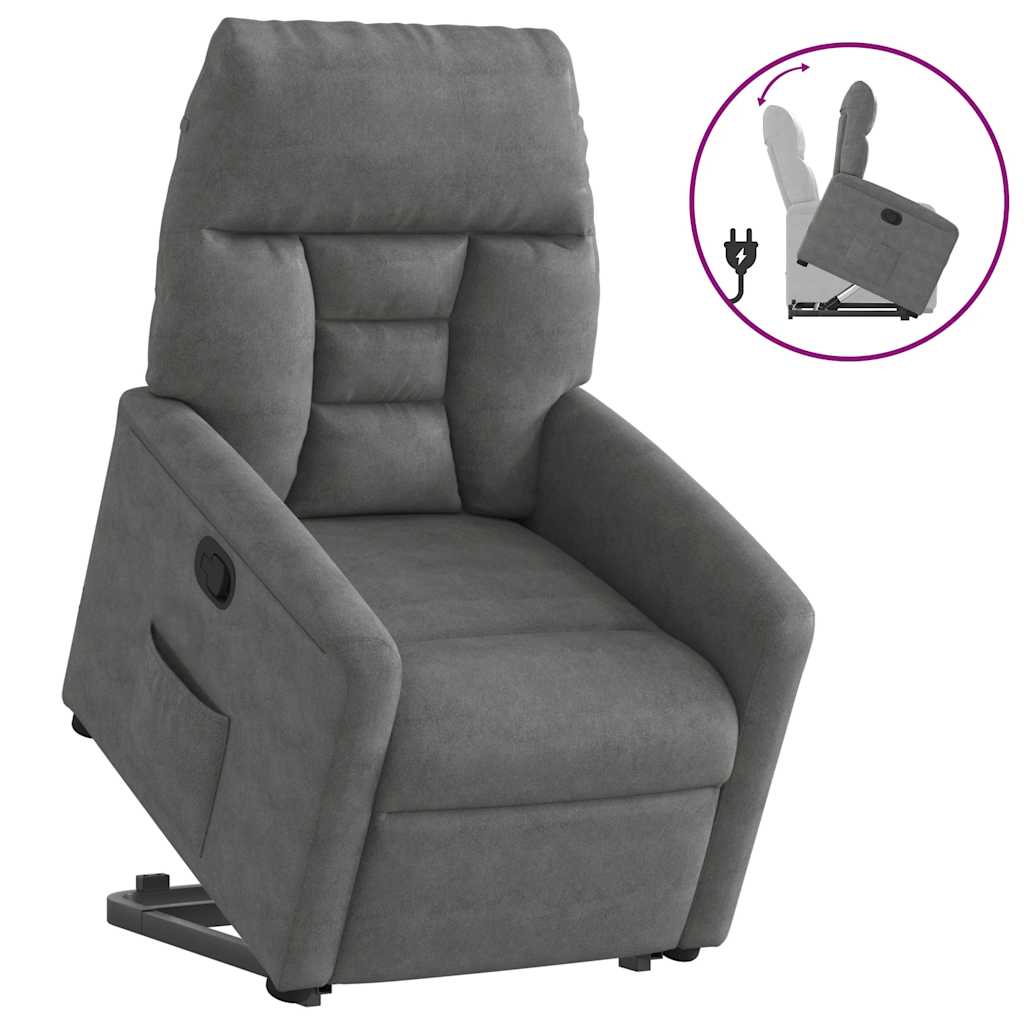 Poltrona Alzapersona Reclinabile Grigio Scuro Microfibra