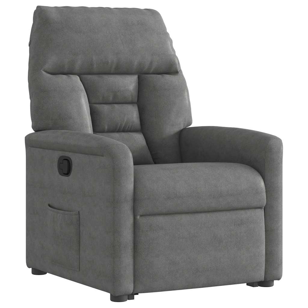 Poltrona Alzapersona Reclinabile Grigio Scuro Microfibra