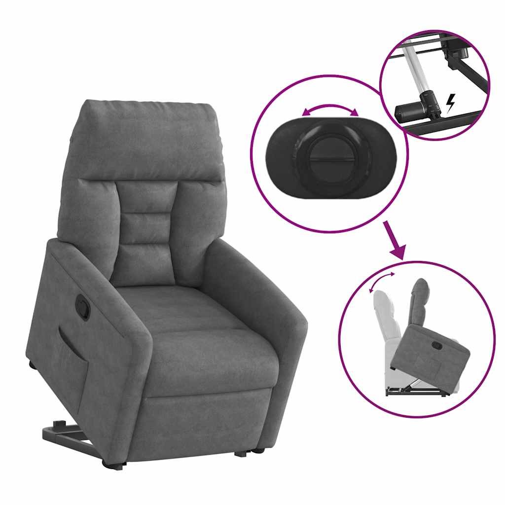 Poltrona Alzapersona Reclinabile Grigio Scuro Microfibra | homemem39