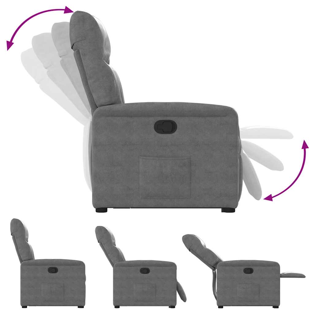 Poltrona Alzapersona Reclinabile Grigio Scuro Microfibra | homemem39