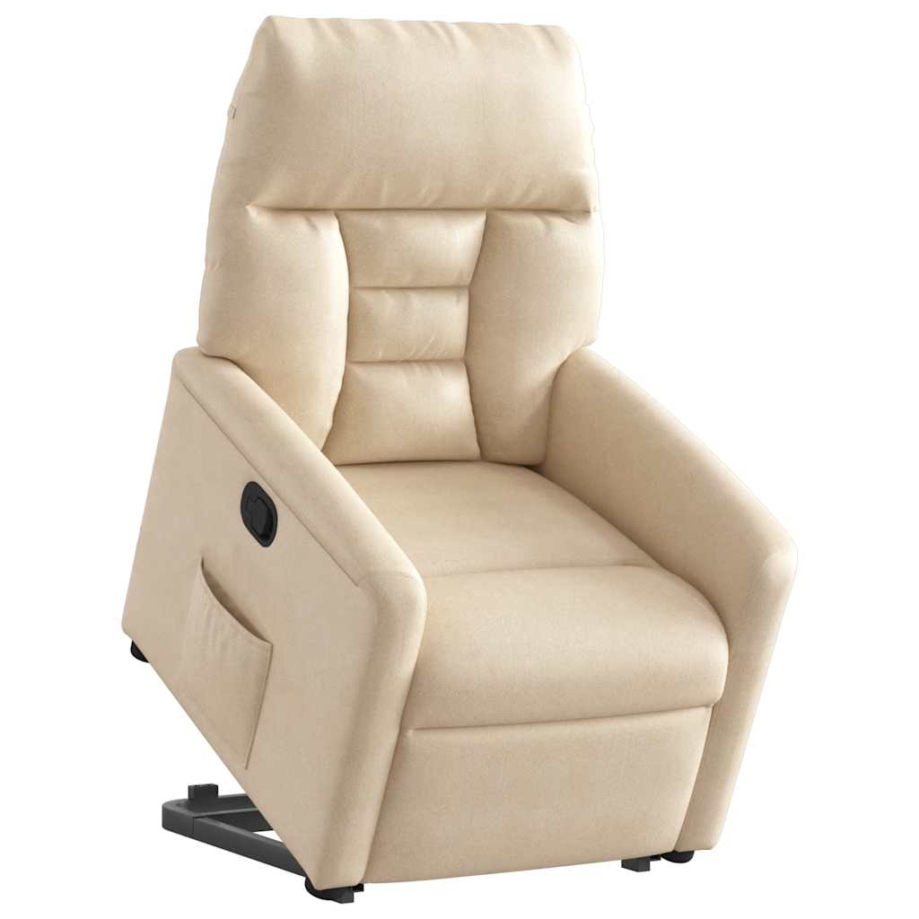 Poltrona Alzapersona Reclinabile Beige in Tessuto Microfibra