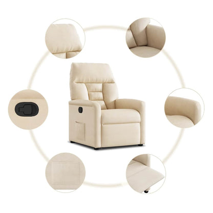 Poltrona Alzapersona Reclinabile Beige in Tessuto Microfibra