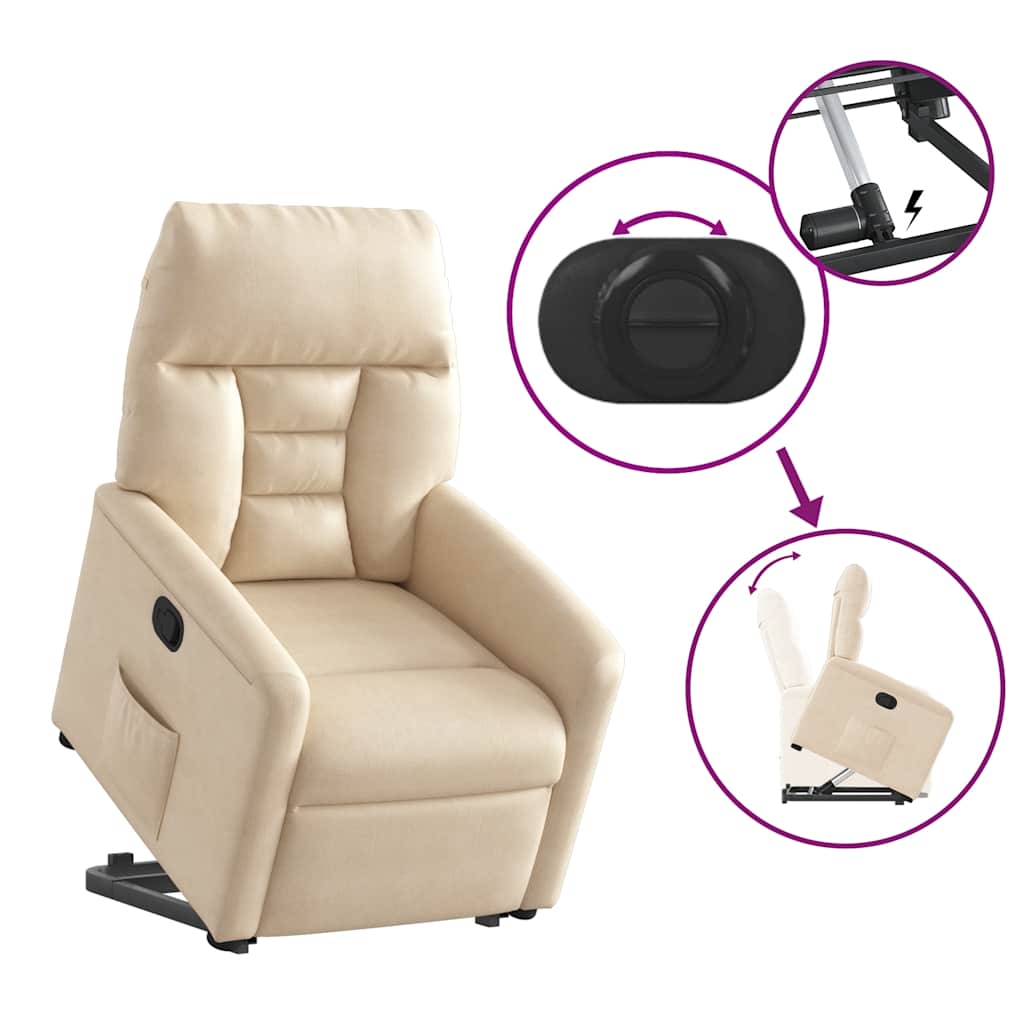Poltrona Alzapersona Reclinabile Beige in Tessuto Microfibra | homemem39