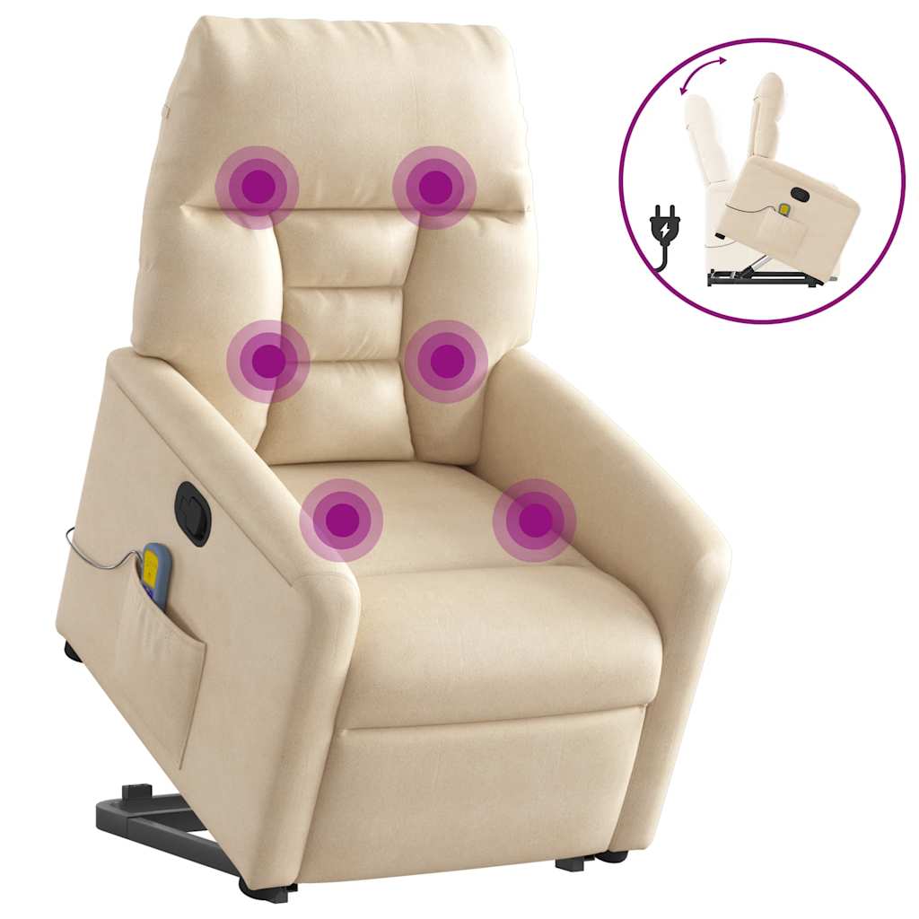 Poltrona Alzapersona Reclinante Massaggiante Beige Microfibra | homemem39