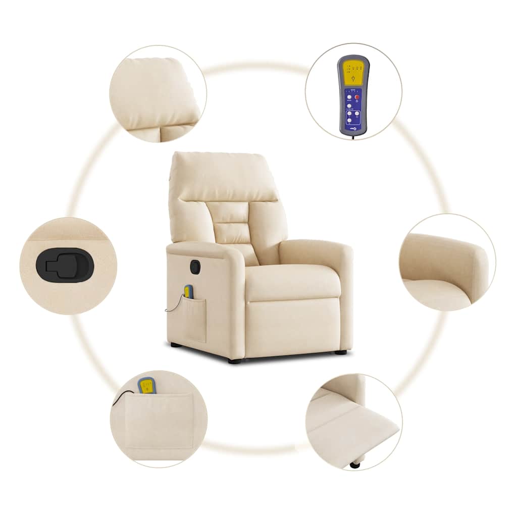 Poltrona Alzapersona Reclinante Massaggiante Beige Microfibra | homemem39