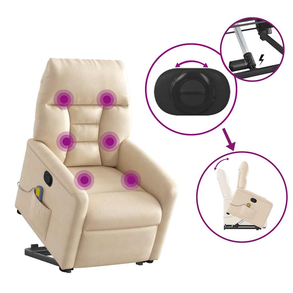 Poltrona Alzapersona Reclinante Massaggiante Beige Microfibra | homemem39