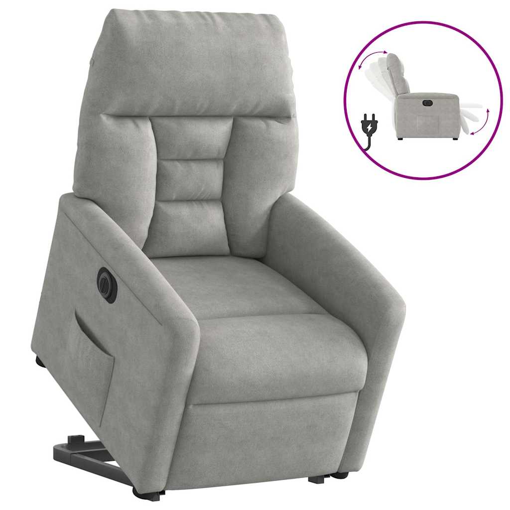 Poltrona a Rialzo Reclinante Elettrica Grigio Chiaro Microfibra | homemem39