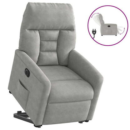 Poltrona a Rialzo Reclinante Elettrica Grigio Chiaro Microfibra | homemem39