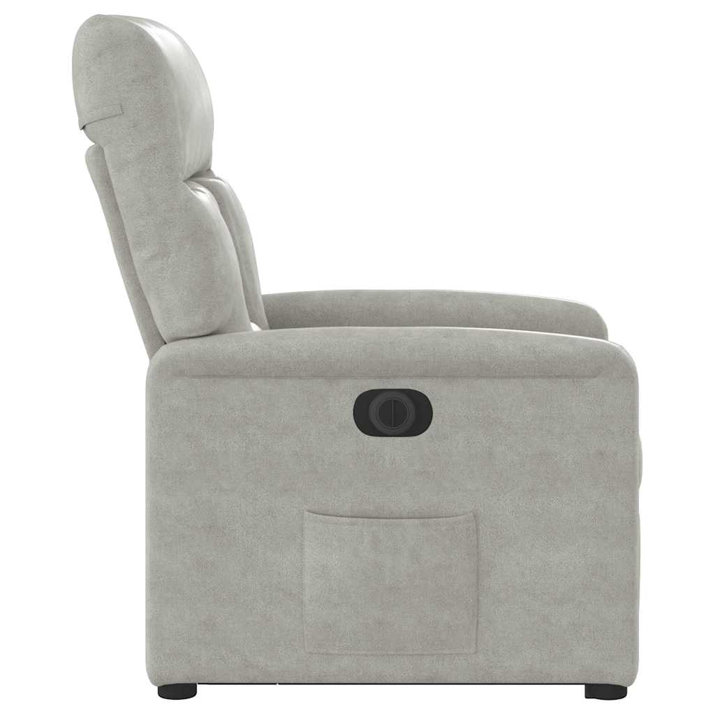 Poltrona a Rialzo Reclinante Elettrica Grigio Chiaro Microfibra | homemem39