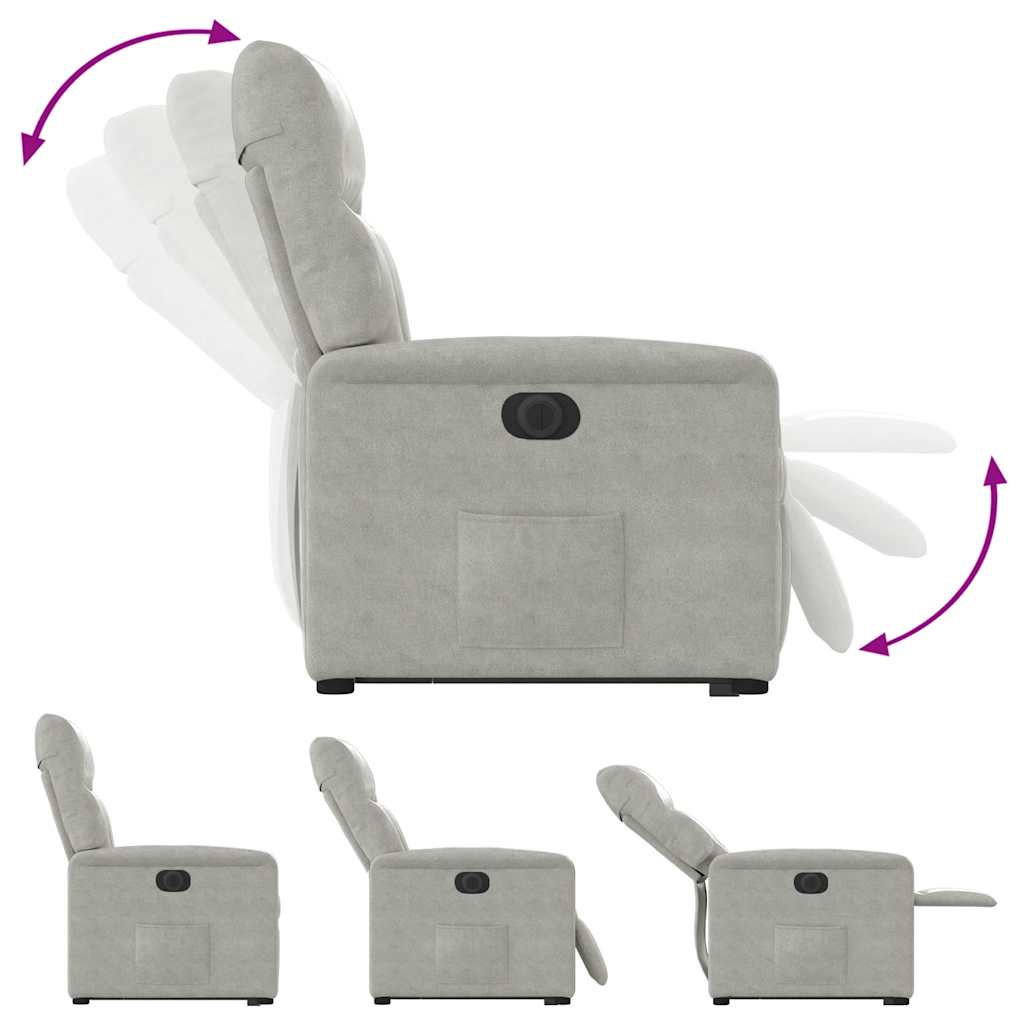 Poltrona a Rialzo Reclinante Elettrica Grigio Chiaro Microfibra | homemem39