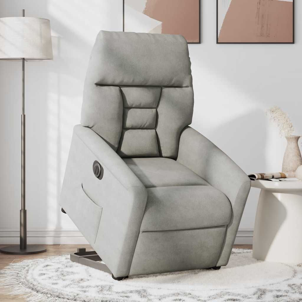 Poltrona a Rialzo Reclinante Elettrica Grigio Chiaro Microfibra | homemem39
