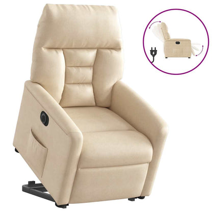 Poltrona Alzapersona Reclinabile Elettrica Crema in Microfibra | homemem39