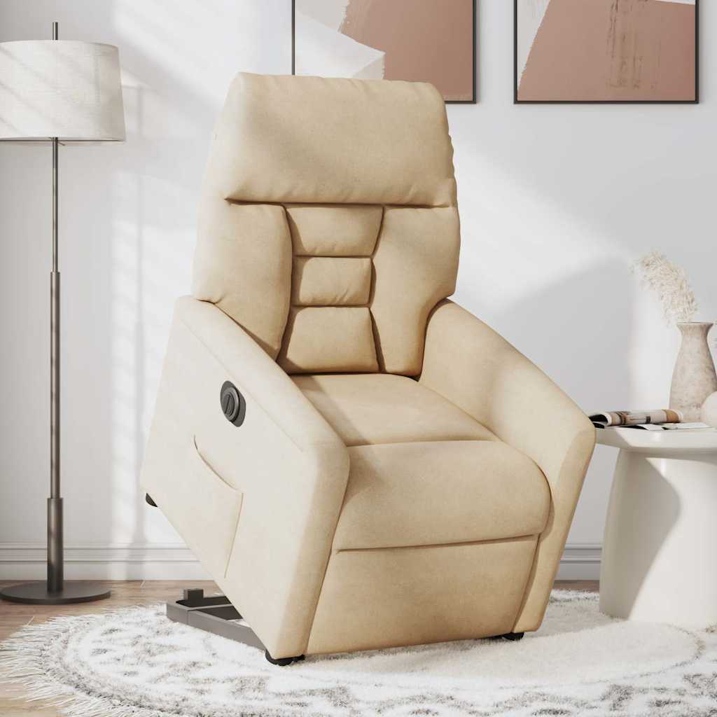 Poltrona Alzapersona Reclinabile Elettrica Crema in Microfibra | homemem39