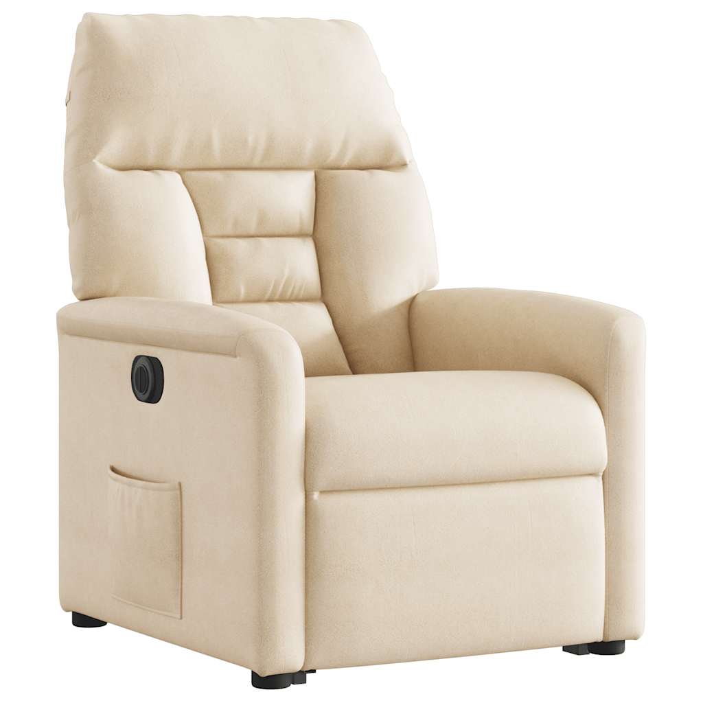 Poltrona Alzapersona Reclinabile Elettrica Beige in Microfibra