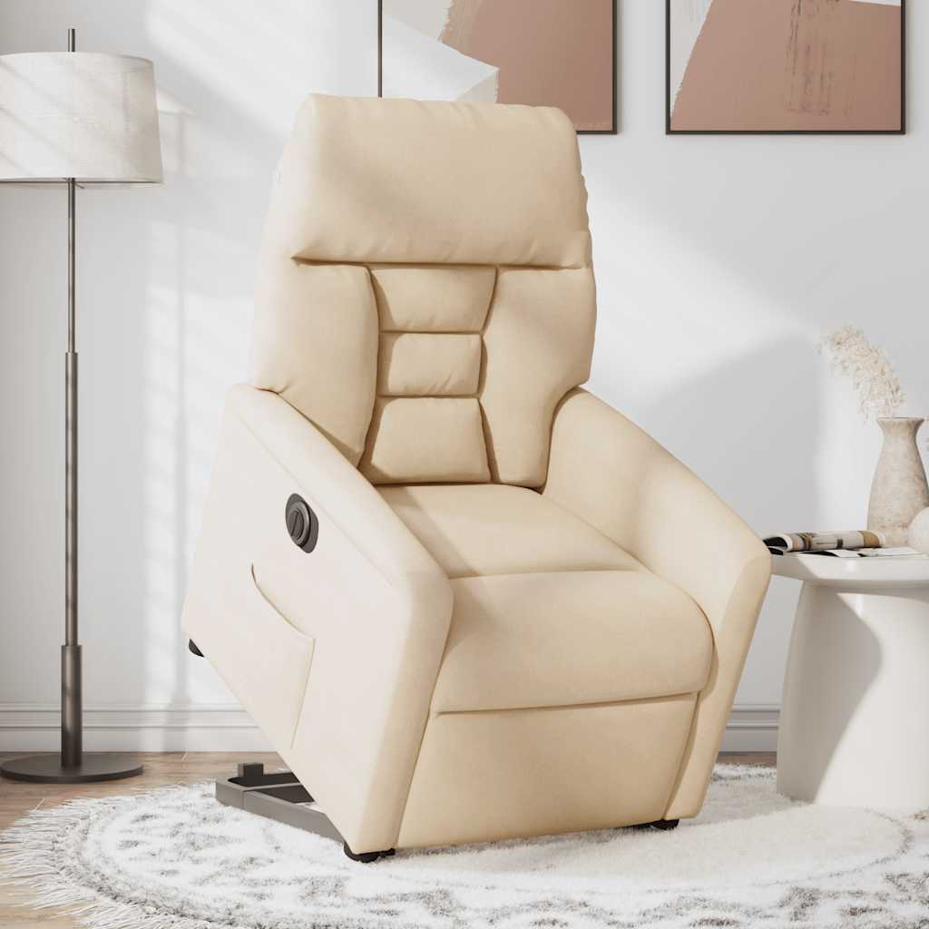 Poltrona Alzapersona Reclinabile Elettrica Beige in Microfibra | homemem39