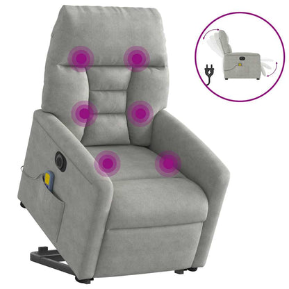 Poltrona a Rialzo Reclinabile Massaggi Grigio Chiaro Microfibra | homemem39