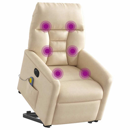 Poltrona a Rialzo Reclinabile Massaggiante Beige in Microfibra | homemem39