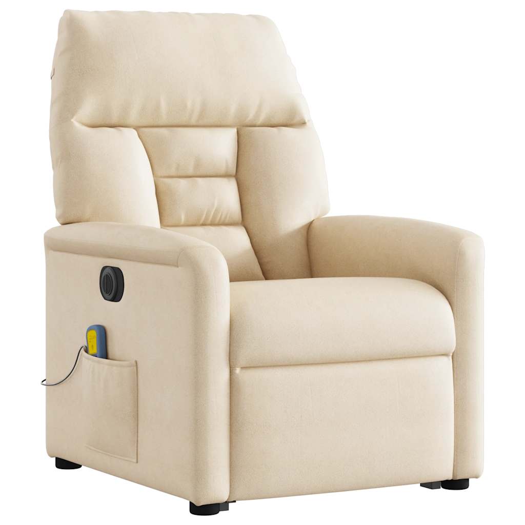 Poltrona a Rialzo Reclinabile Massaggiante Beige in Microfibra
