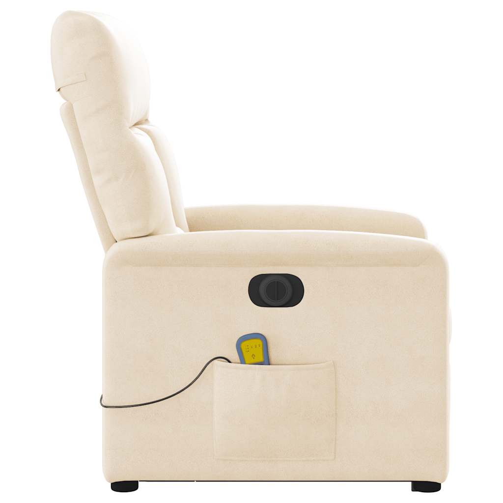 Poltrona a Rialzo Reclinabile Massaggiante Beige in Microfibra | homemem39