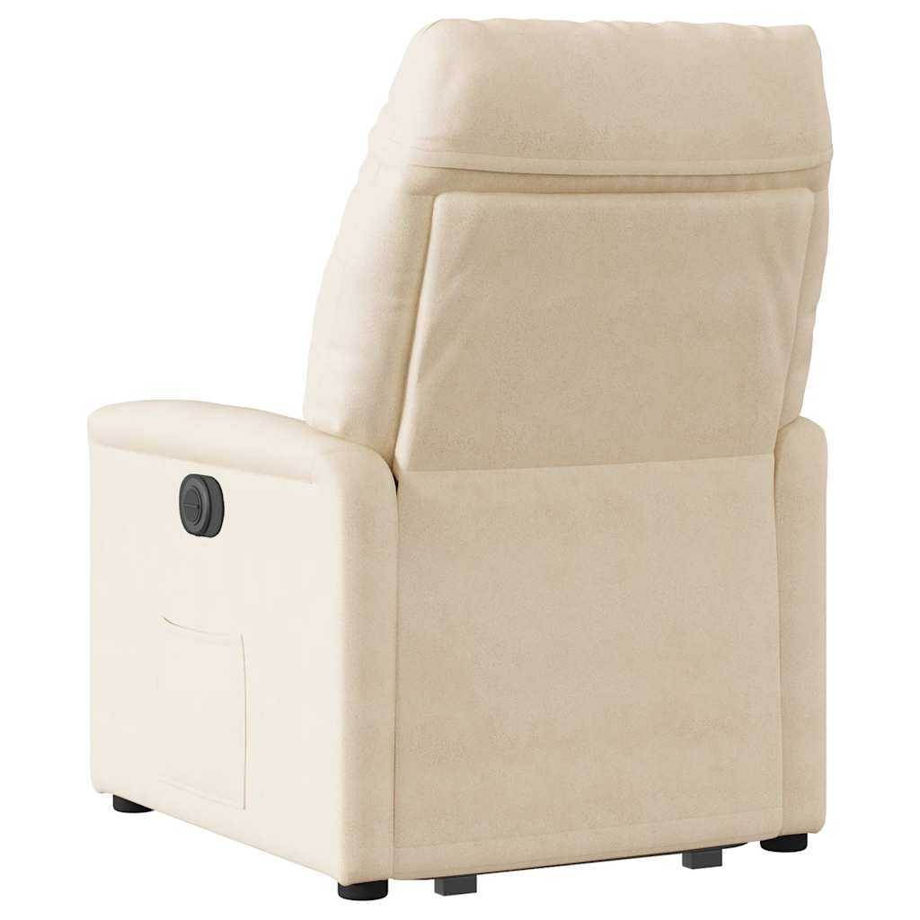 Poltrona a Rialzo Reclinabile Massaggiante Beige in Microfibra