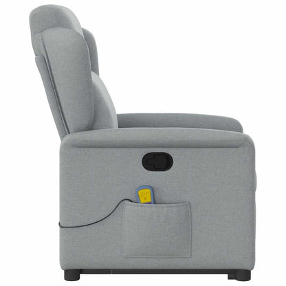 Poltrona Alzapersona Massaggi Reclinabile Grigio Chiaro Tessuto