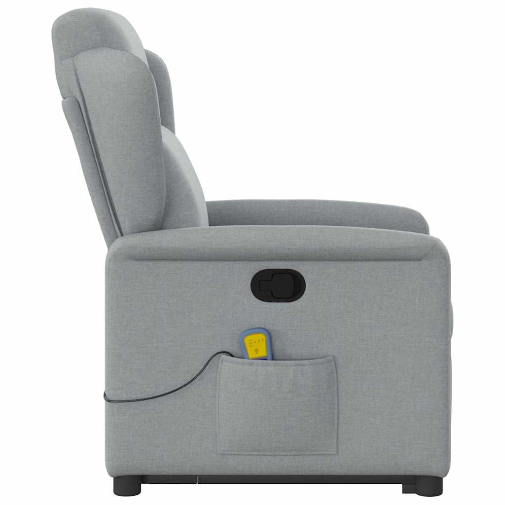 Poltrona Alzapersona Massaggi Reclinabile Grigio Chiaro Tessuto