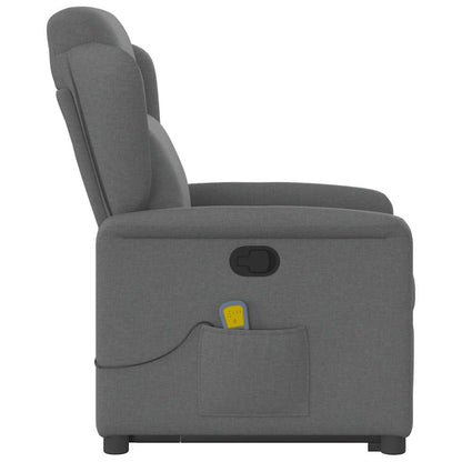 Poltrona Alzapersona Massaggi Reclinabile Grigio Scuro Tessuto