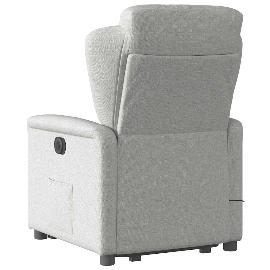 Poltrona Alzapersona Massaggi Reclinabile Grigio Nuvola Tessuto