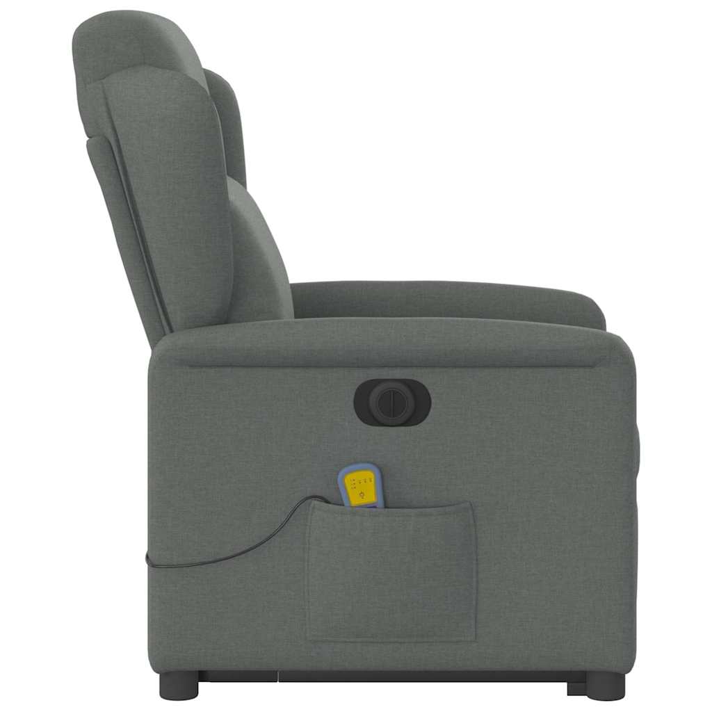 Poltrona Alzapersona Massaggi Elettrica Grigio Scuro Tessuto