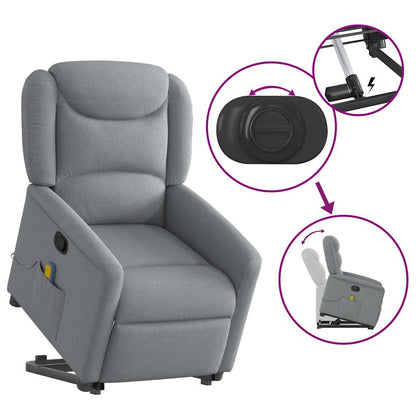 Poltrona Alzapersona Massaggi Reclinabile Grigio Chiaro Tessuto | homemem39