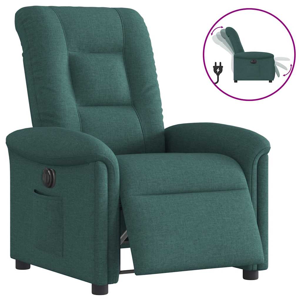 Poltrona Elettrica Reclinabile Verde Scuro in Tessuto