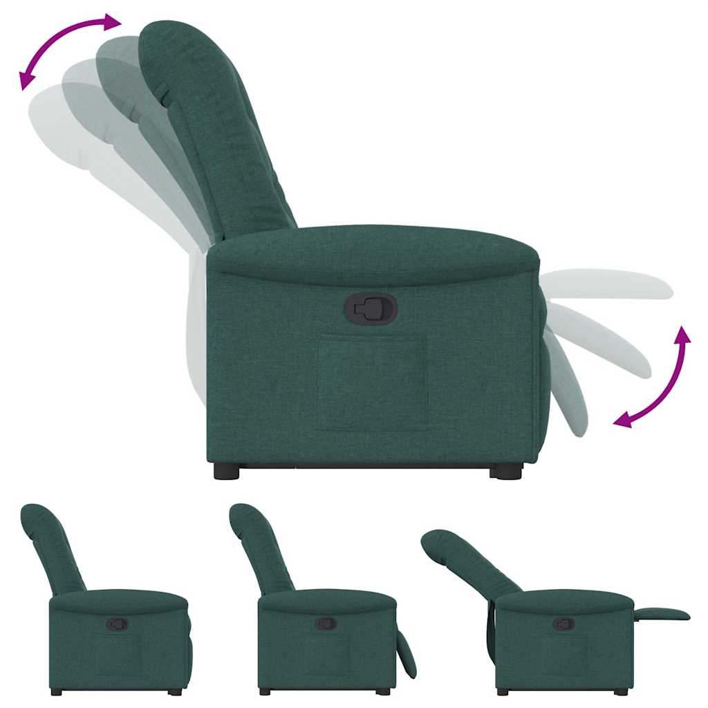 Poltrona Alzapersona Reclinabile Verde Scuro in Tessuto