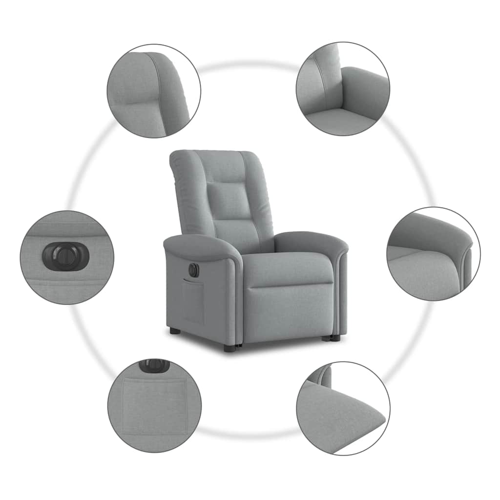 Poltrona Reclinante Alzapersona Elettrica Grigio Chiaro Tessuto