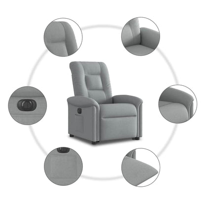 Poltrona Reclinante Alzapersona Elettrica Grigio Chiaro Tessuto