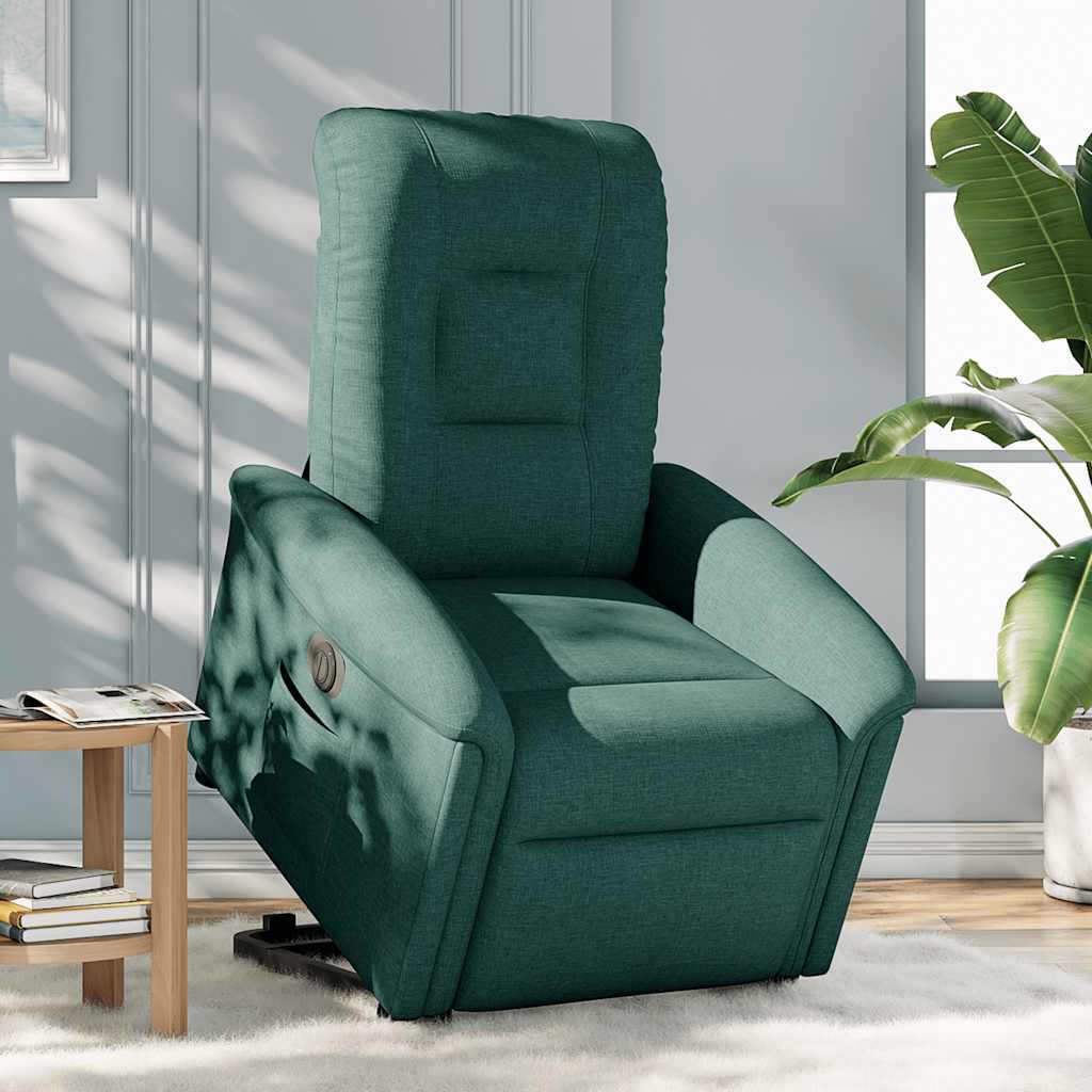 Poltrona Alzapersona Reclinabile Elettrica Verde Scuro Tessuto