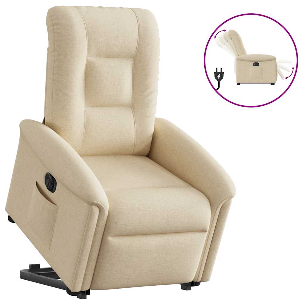Poltrona Alzapersona Reclinabile Elettrica Crema in Tessuto | homemem39