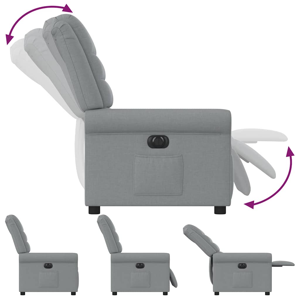 Poltrona Elettrica Reclinabile Grigio Chiaro in Tessuto | homemem39