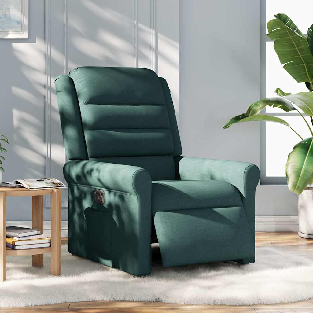 Poltrona Elettrica Reclinabile Verde Scuro in Tessuto
