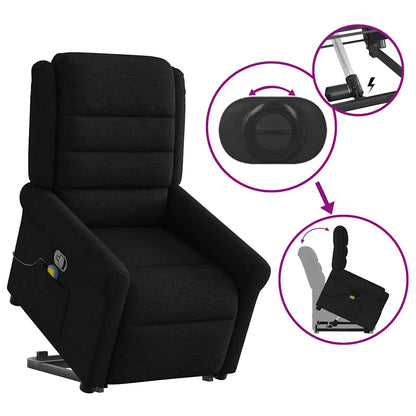 Poltrona Alzapersona Massaggiante Reclinabile Nera in Tessuto - homemem39