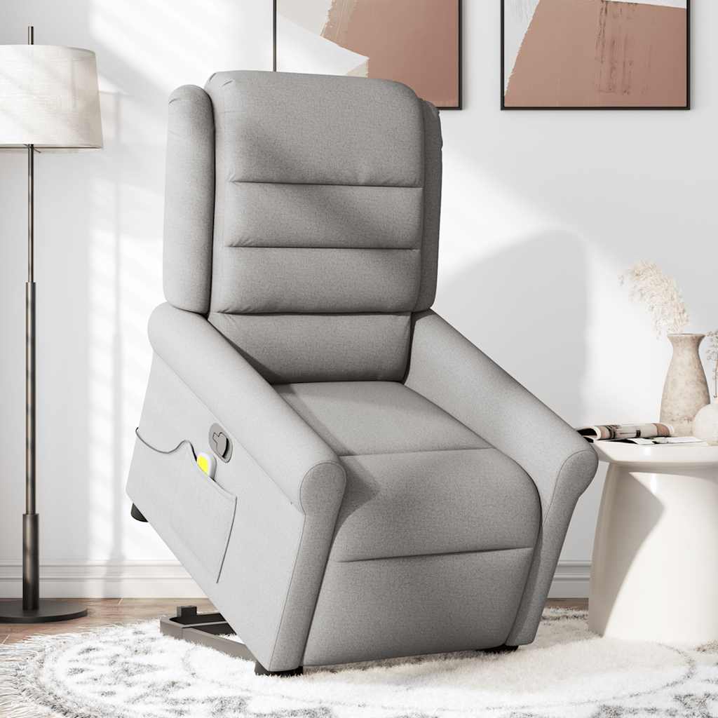 Poltrona Alzapersona Massaggi Reclinabile Grigio Nuvola Tessuto | homemem39