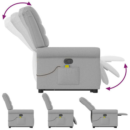 Poltrona Alzapersona Massaggi Reclinabile Grigio Nuvola Tessuto - homemem39