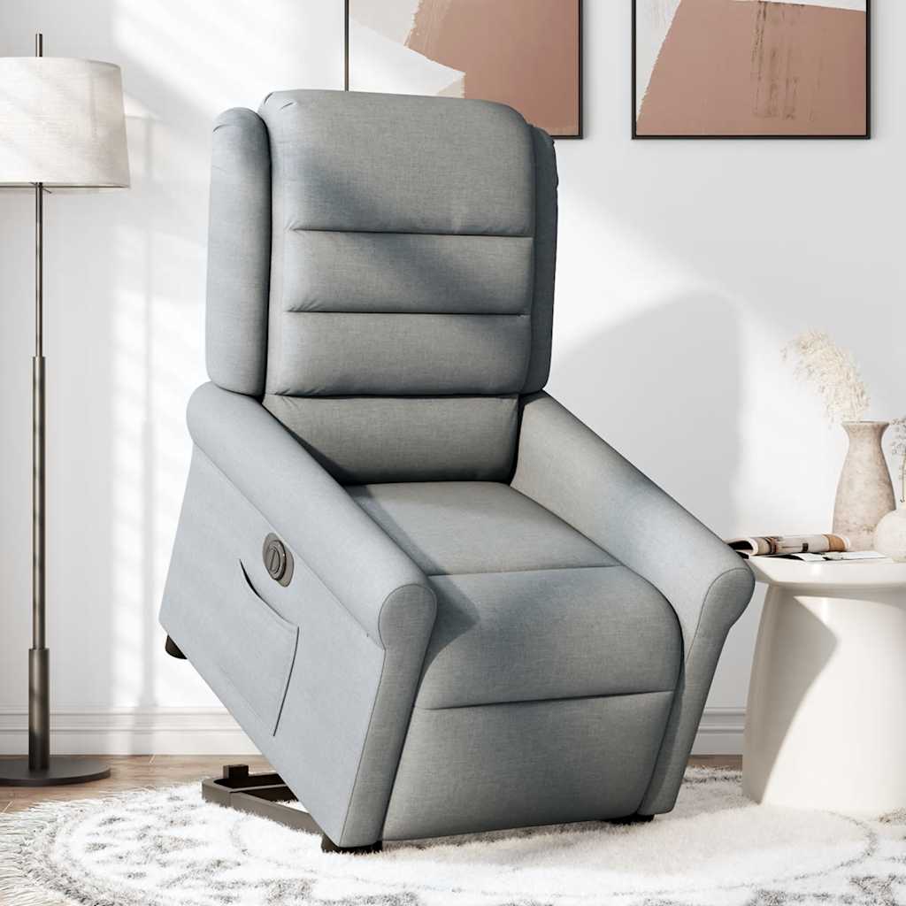 Poltrona Reclinante Alzapersona Elettrica Grigio Chiaro Tessuto | homemem39