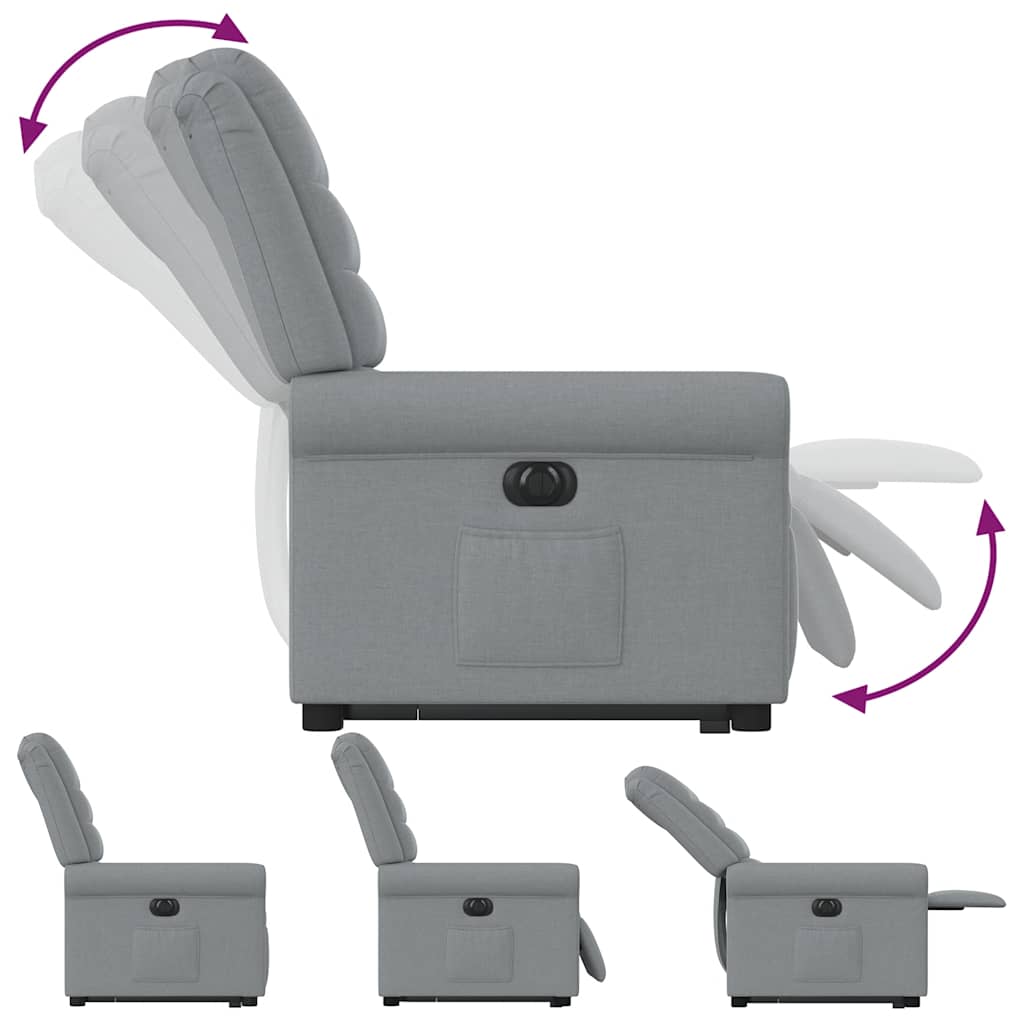 Poltrona Reclinante Alzapersona Elettrica Grigio Chiaro Tessuto - homemem39
