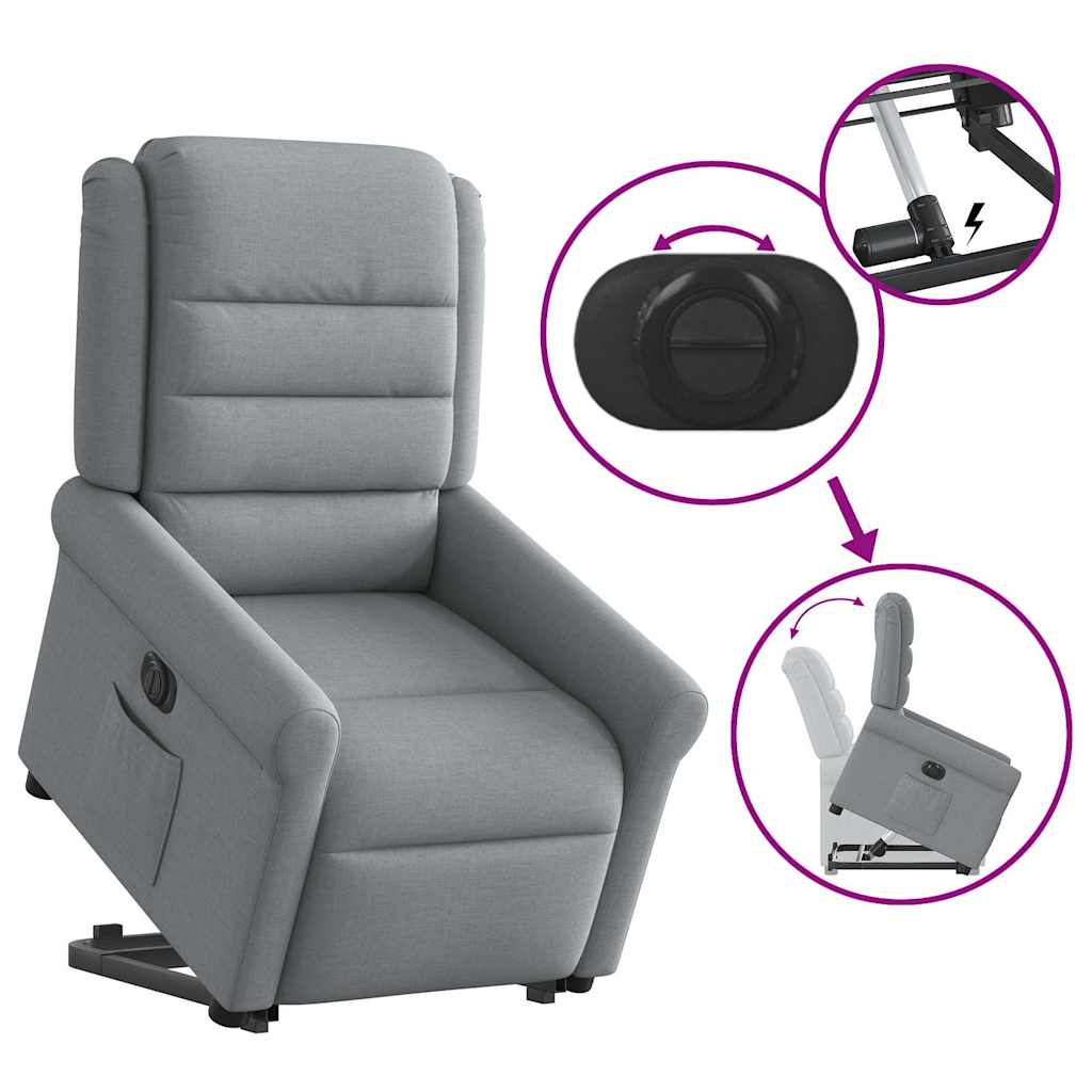 Poltrona Reclinante Alzapersona Elettrica Grigio Chiaro Tessuto | homemem39