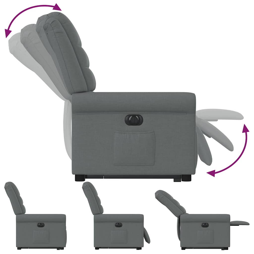 Poltrona Alzapersona Reclinabile Elettrica Grigio Scuro Tessuto - homemem39