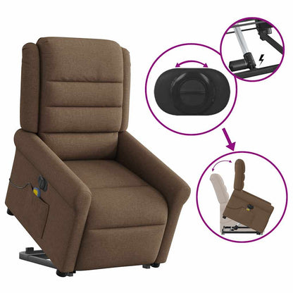 Poltrona Alzapersona Massaggiante Elettrica Marrone Tessuto - homemem39