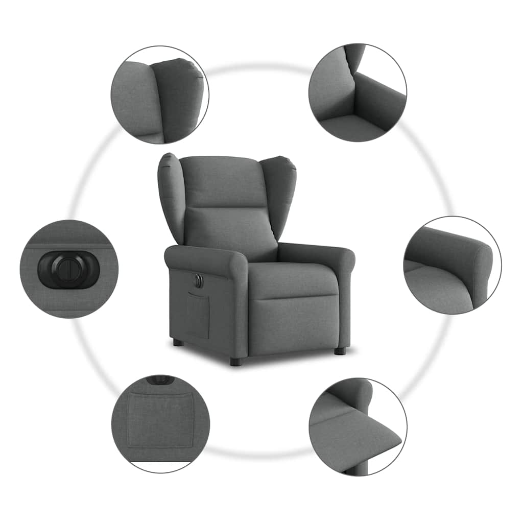 Poltrona Elettrica Reclinabile Grigio Scuro in Tessuto | homemem39